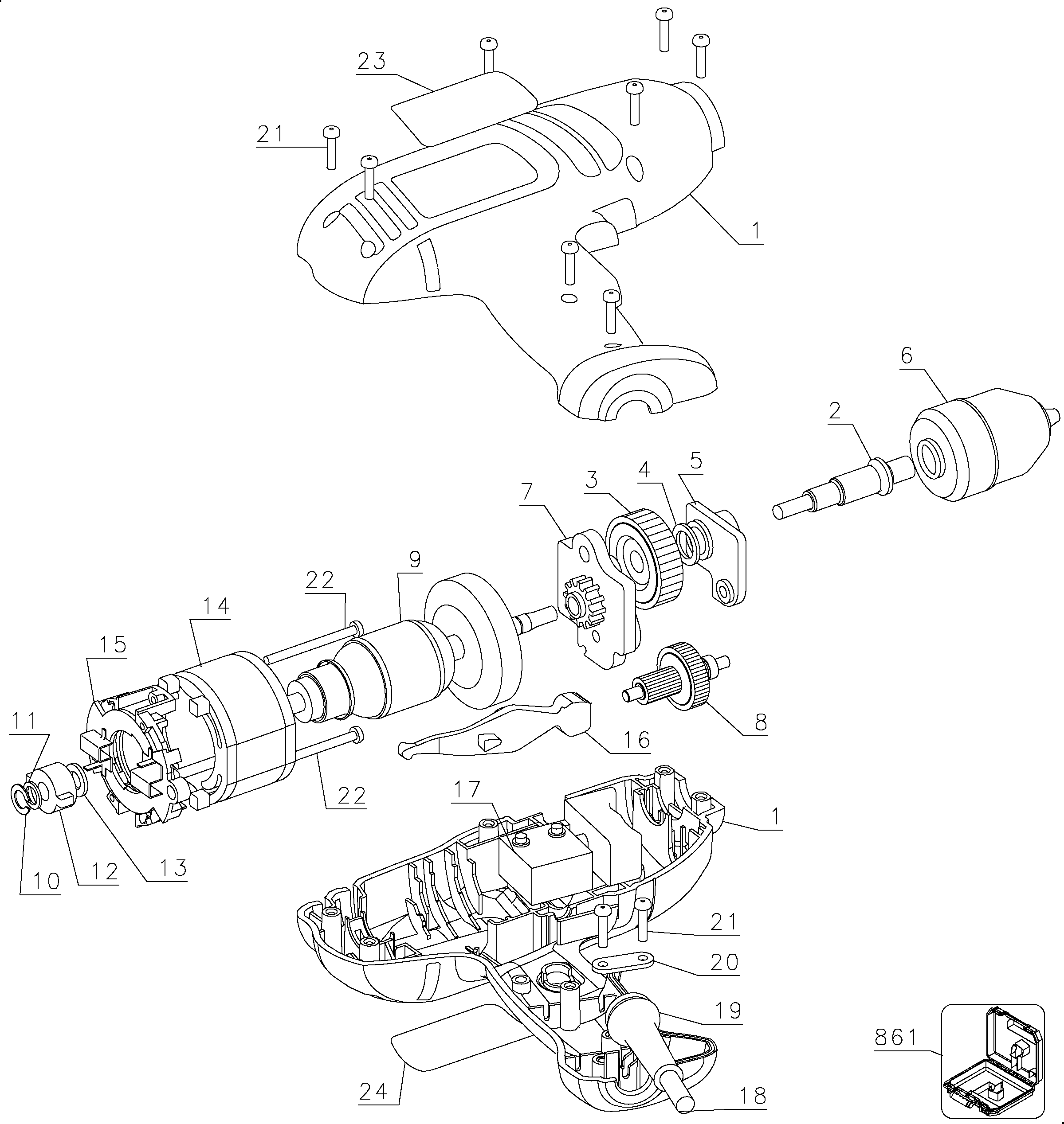 Page A Diagram and Parts List for DR220K 1 Black and Decker Boring Machine